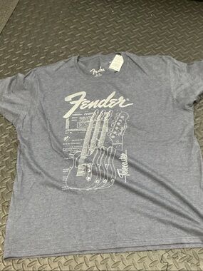 NWT Fender Blue Graphic Short Sleeve Tee with White Logo